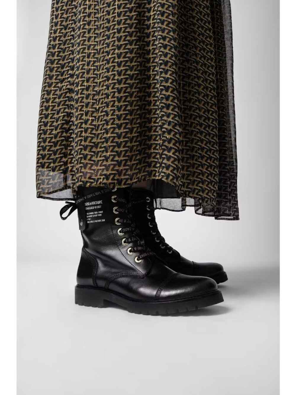 Zadig & Voltaire Jade Chiffon ZV Skirt 38 Rock Chic boho Luxe metallic Parisian - Picture 2 of 9